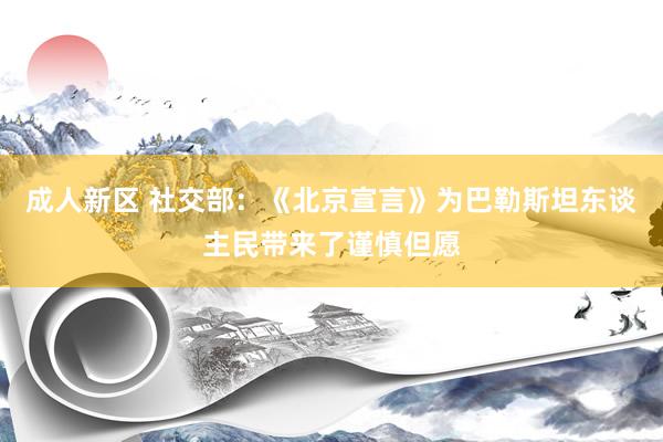 成人新区 社交部：《北京宣言》为巴勒斯坦东谈主民带来了谨慎但愿