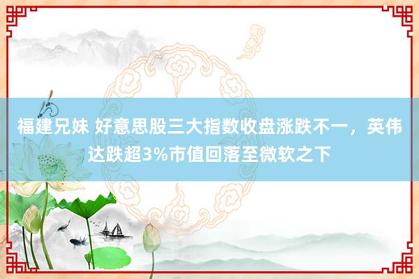 福建兄妹 好意思股三大指数收盘涨跌不一，英伟达跌超3%市值回落至微软之下