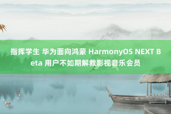 指挥学生 华为面向鸿蒙 HarmonyOS NEXT Beta 用户不如期解救影视音乐会员