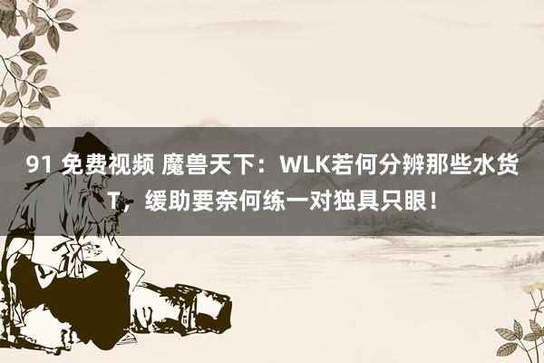 91 免费视频 魔兽天下：WLK若何分辨那些水货T，缓助要奈何练一对独具只眼！