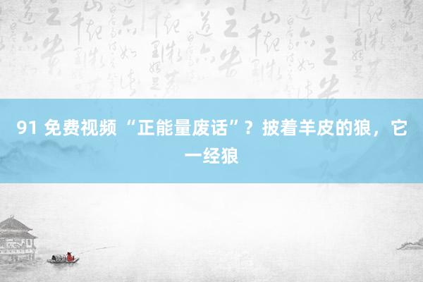 91 免费视频 “正能量废话”？披着羊皮的狼，它一经狼